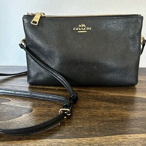 Coach Black Crossbody Bag with Gold Logo/ Black Pebbled Leather